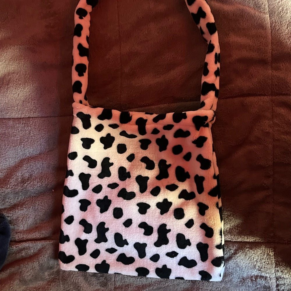 Cow Print Fuzzy Bag